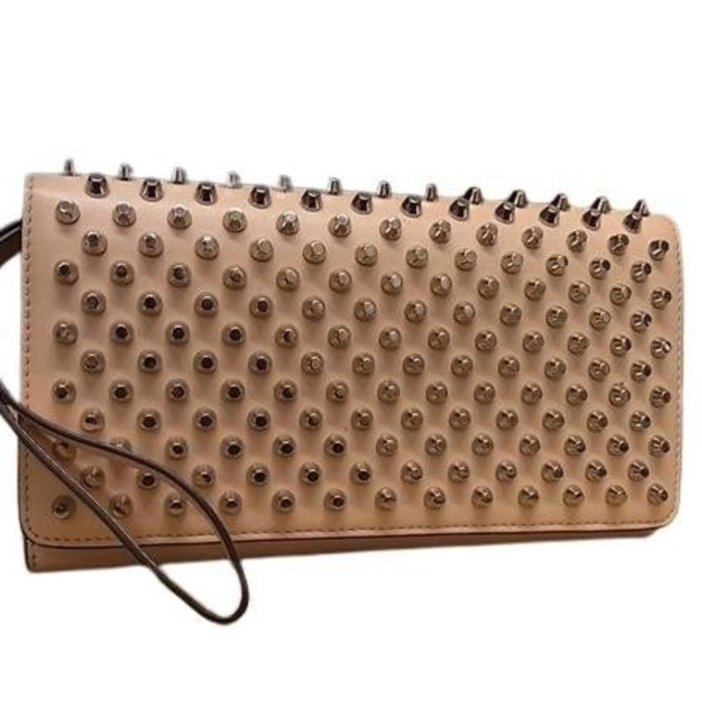 Christian Louboutin Macaron Wallet 1175108 POUDRE Calf Leather Women's Wristl...